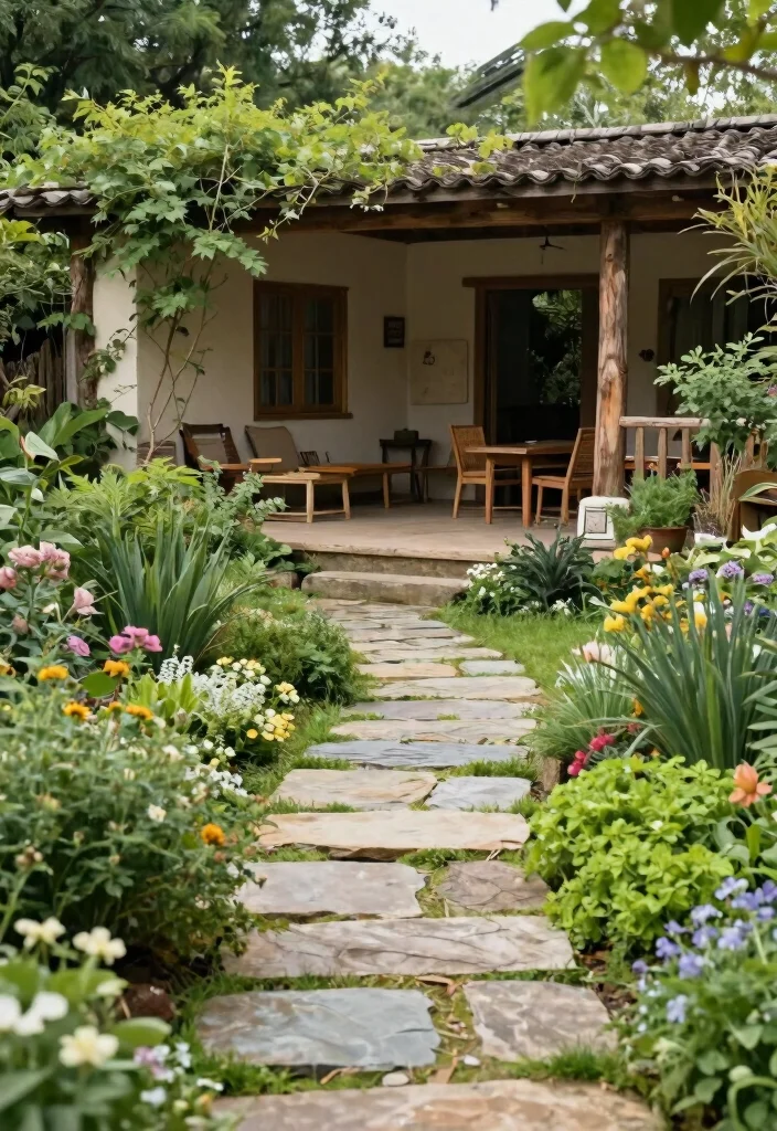 16 Farmhouse Patio Ideas That Feel Cozy & Timeless - 6. Natural Stone Pathways 1