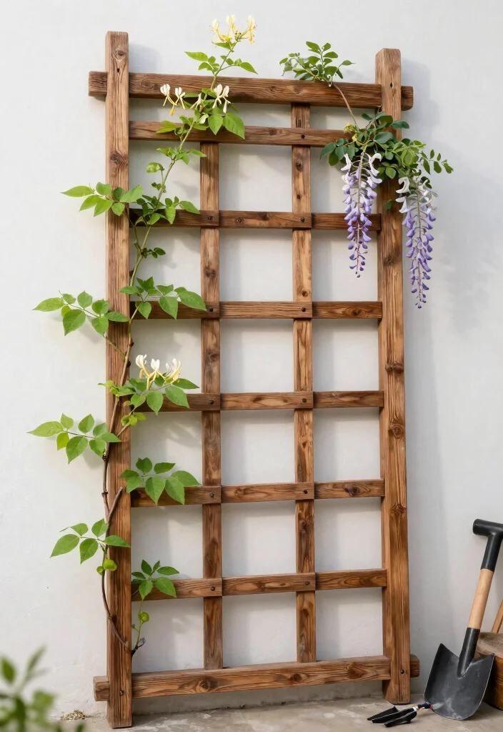 16 Flower Trellis Ideas That Create a Blooming Statement 1 16 Flower Trellis Ideas That Create a Blooming Statement - 1. Rustic Wooden Trellis 1