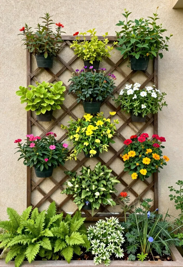 16 Flower Trellis Ideas That Create a Blooming Statement 33 16 Flower Trellis Ideas That Create a Blooming Statement - 13. Vertical Wall Garden with Trellis 1