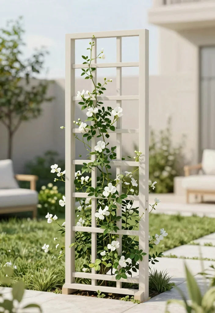16 Flower Trellis Ideas That Create a Blooming Statement 45 16 Flower Trellis Ideas That Create a Blooming Statement - 15. Minimalist Trellis for a Modern Touch 1