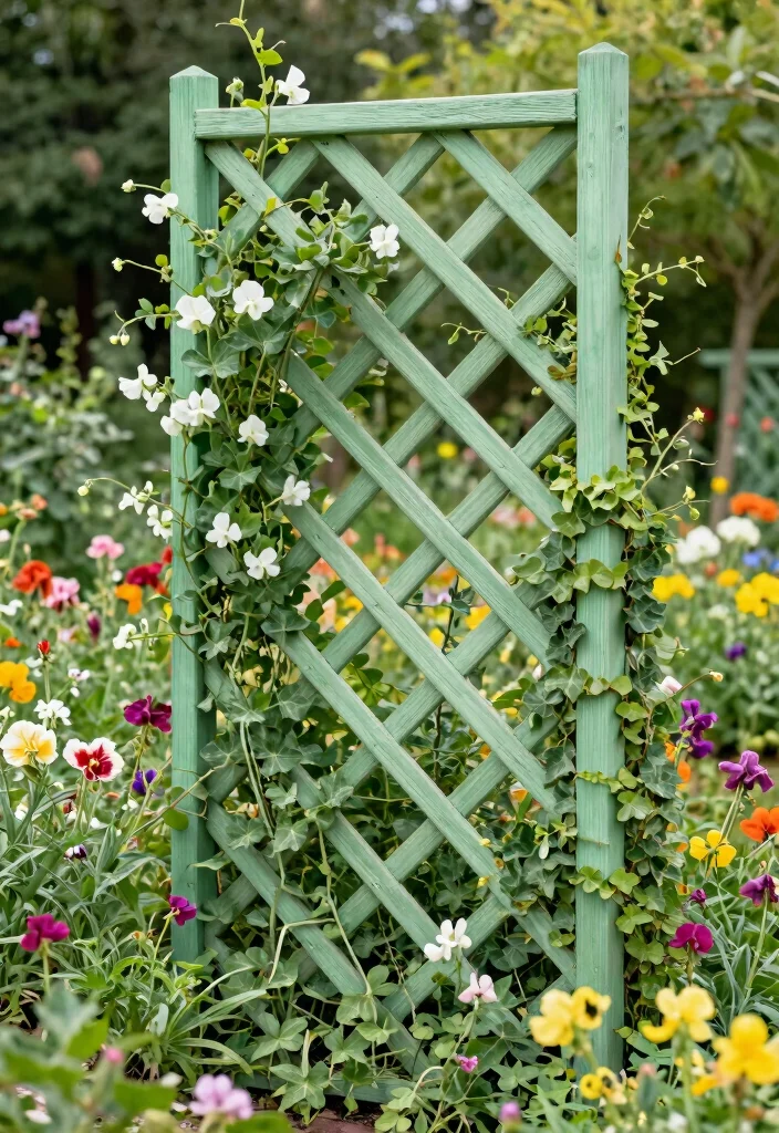 16 Flower Trellis Ideas That Create a Blooming Statement 3 16 Flower Trellis Ideas That Create a Blooming Statement - 3. Lattice Trellis for Vertical Gardening 1