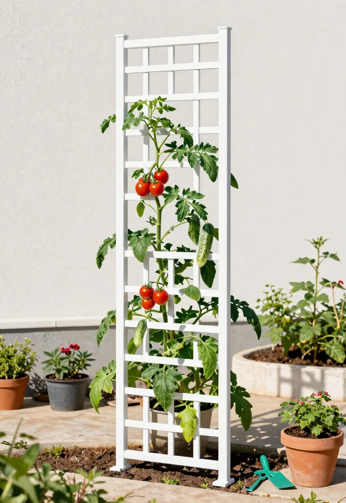 16 Flower Trellis Ideas That Create a Blooming Statement 4 16 Flower Trellis Ideas That Create a Blooming Statement - 4. Vertical PVC Trellis 1