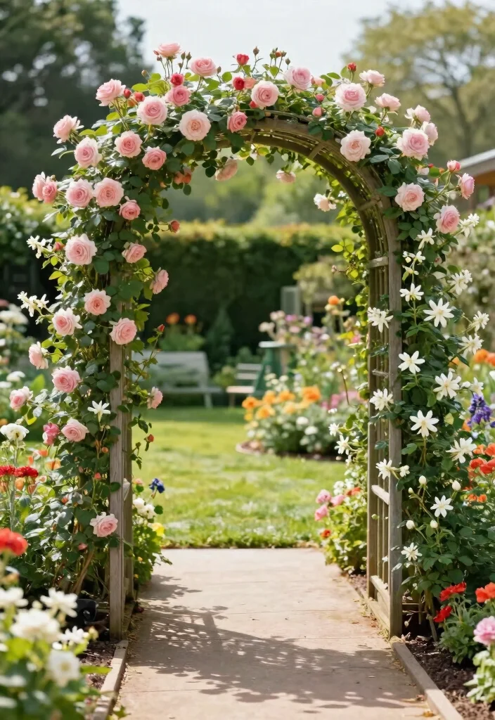 16 Flower Trellis Ideas That Create a Blooming Statement 5 16 Flower Trellis Ideas That Create a Blooming Statement - 5. Arched Trellis for a Romantic Touch 1