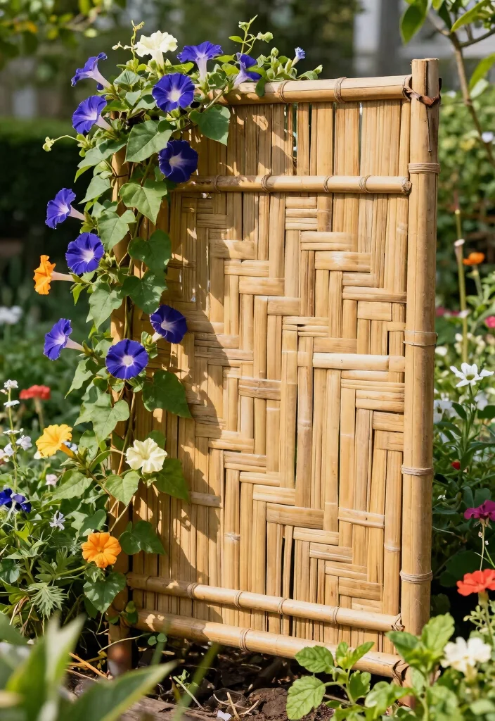16 Flower Trellis Ideas That Create a Blooming Statement 29 16 Flower Trellis Ideas That Create a Blooming Statement - 9. Woven Bamboo Trellis 1