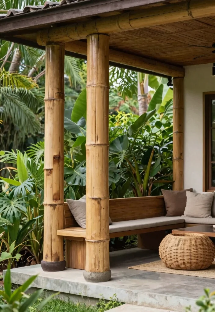 16 Front Porch Column Ideas That Add Classic Charm 53 16 Front Porch Column Ideas That Add Classic Charm - 13. Eco-Friendly Bamboo Columns 1