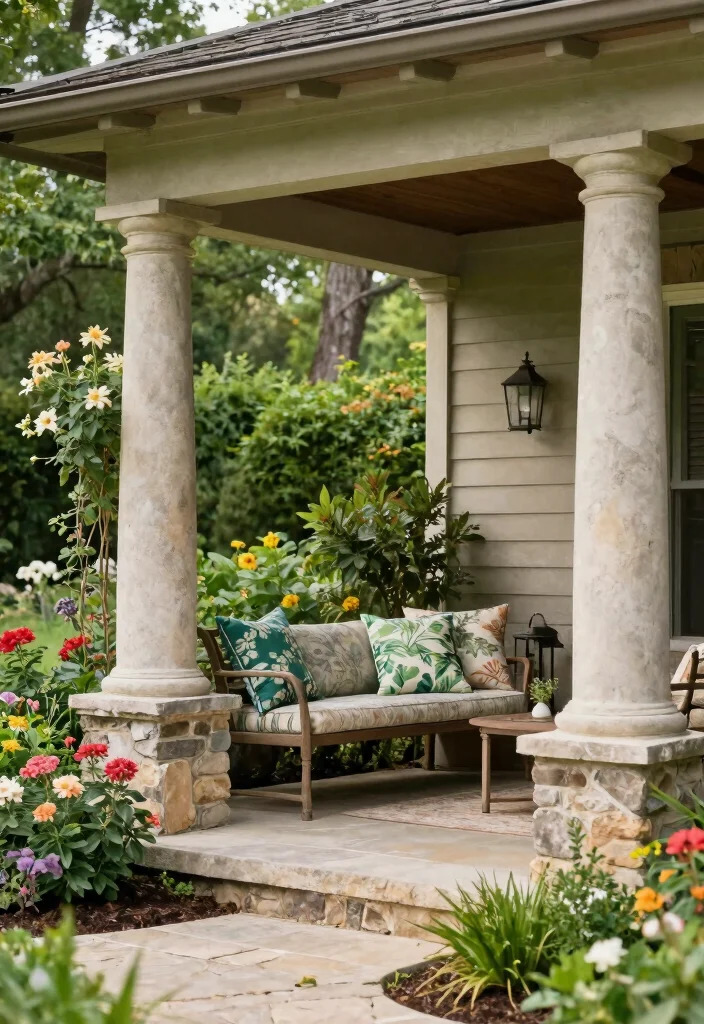 16 Front Porch Column Ideas That Add Classic Charm 39 16 Front Porch Column Ideas That Add Classic Charm - 9. Garden-Inspired Columns 1
