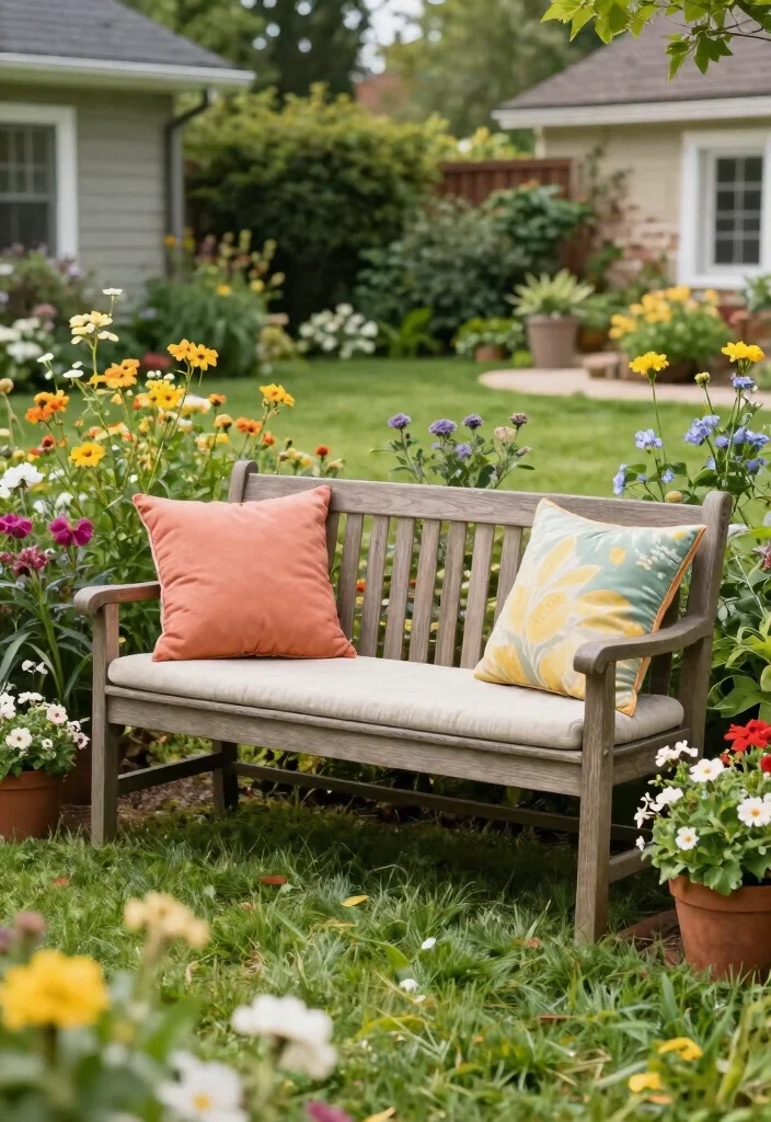 16 Front Yard Ideas on a Budget That Look Expensive 42 16 Front Yard Ideas on a Budget That Look Expensive - 13. Charming Garden Benches 1