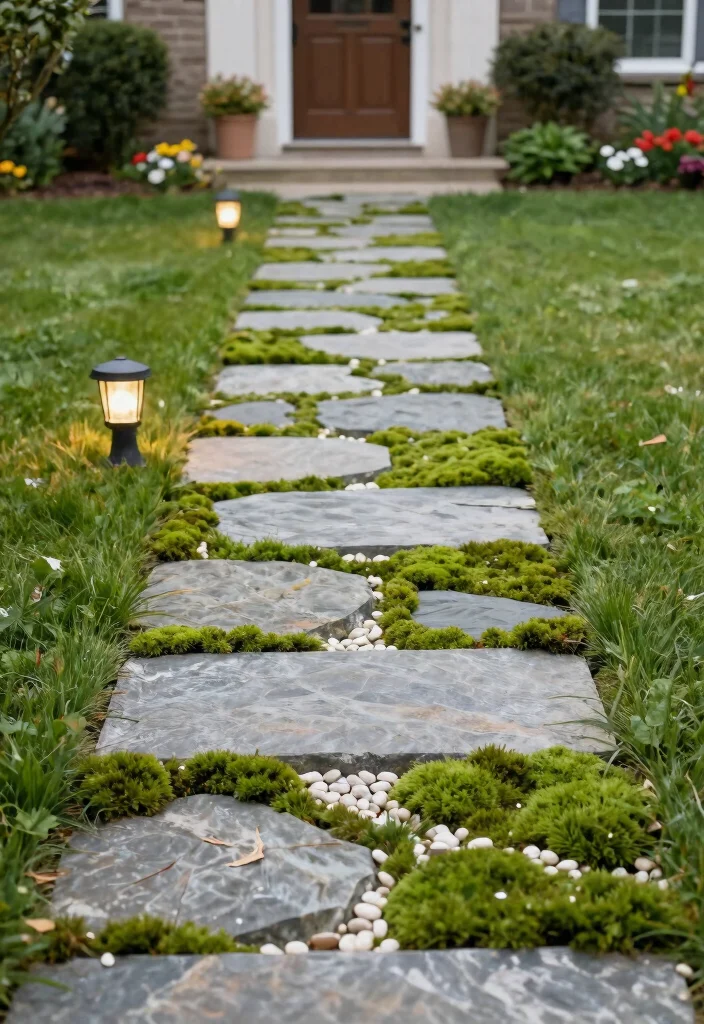 16 Front Yard Ideas on a Budget That Look Expensive 12 16 Front Yard Ideas on a Budget That Look Expensive - 2. DIY Stone Pathway 1