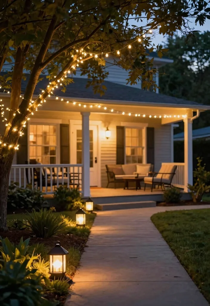 16 Front Yard Ideas on a Budget That Look Expensive 24 16 Front Yard Ideas on a Budget That Look Expensive - 4. Outdoor Lighting Magic 1