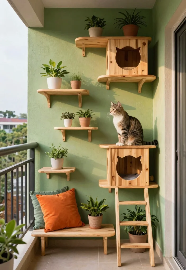 17 Cat Balcony Ideas for a Safe & Stylish Catio 1 17 Cat Balcony Ideas for a Safe & Stylish Catio - 1. Elevated Cat Shelves 1