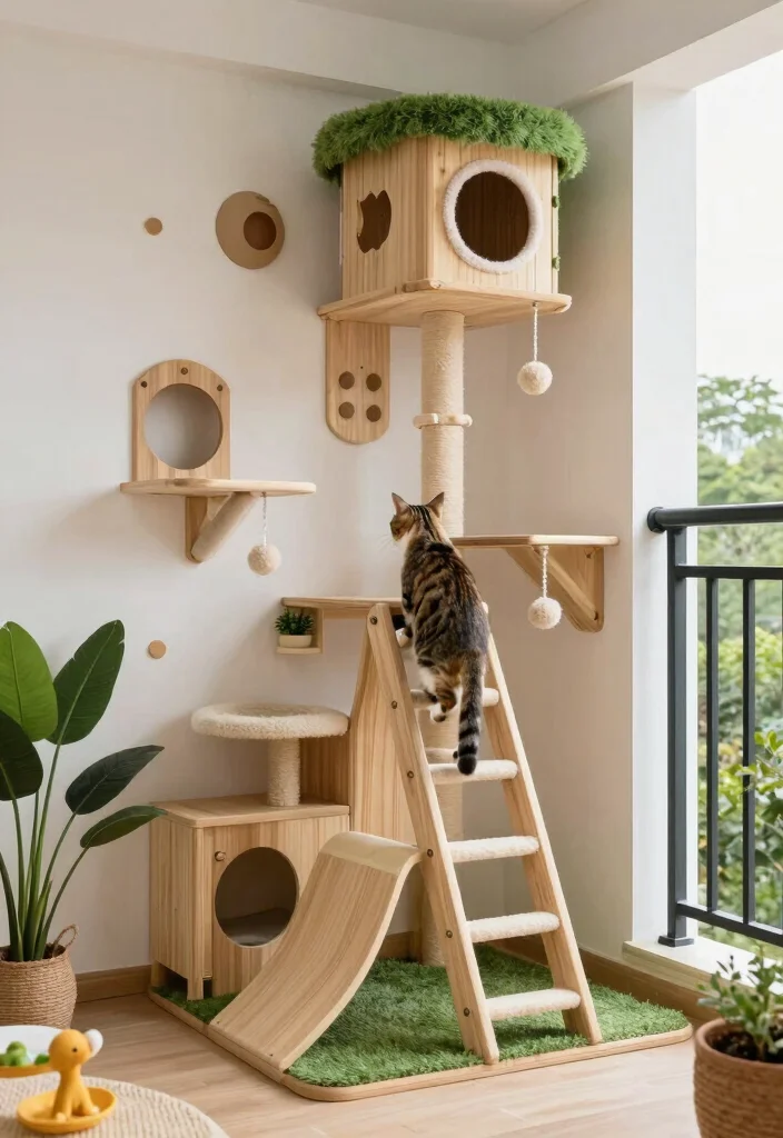17 Cat Balcony Ideas for a Safe & Stylish Catio 30 17 Cat Balcony Ideas for a Safe & Stylish Catio - 10. Climbing Structures 1