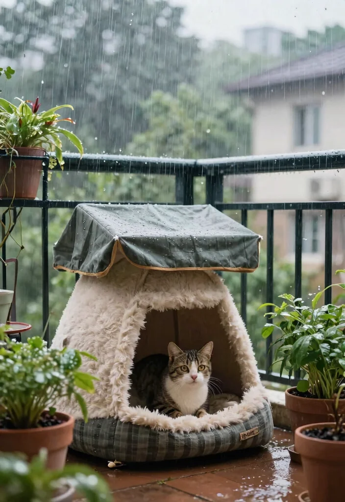 17 Cat Balcony Ideas for a Safe & Stylish Catio 55 17 Cat Balcony Ideas for a Safe & Stylish Catio - 15. Protected Rain Areas 1
