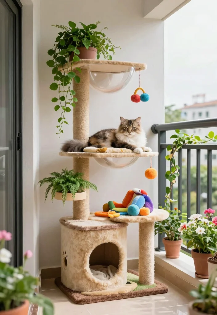 17 Cat Balcony Ideas for a Safe & Stylish Catio 25 17 Cat Balcony Ideas for a Safe & Stylish Catio - 5. Cat Trees and Perches 1