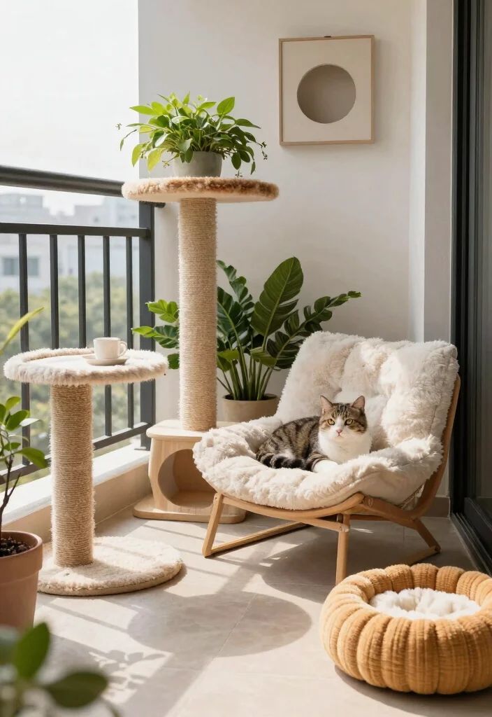 17 Cat Balcony Ideas for a Safe & Stylish Catio 27 17 Cat Balcony Ideas for a Safe & Stylish Catio - 7. Stylish Cat-Friendly Furniture 1