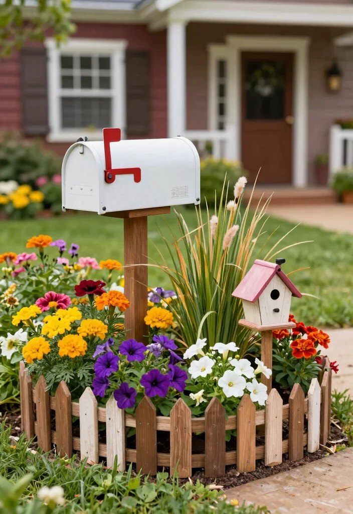 17 Farmhouse Front Yard Landscaping Ideas With Rustic Charm - 10. Charming Mailbox Gardens 1