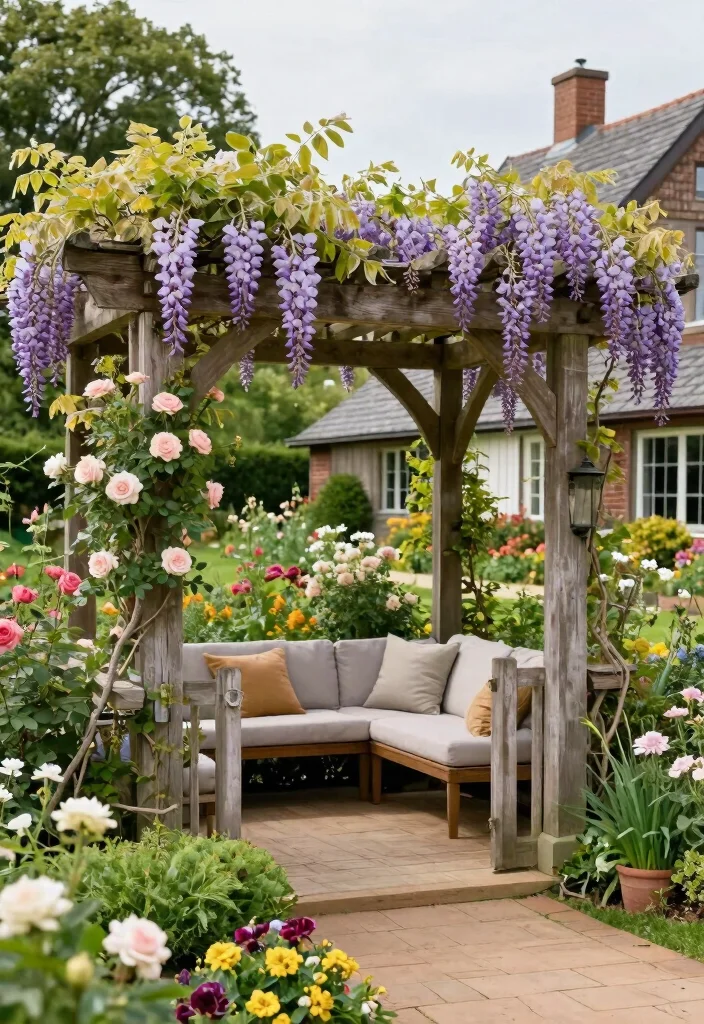 17 Farmhouse Front Yard Landscaping Ideas With Rustic Charm - 16. Rustic Pergola or Arbor 1
