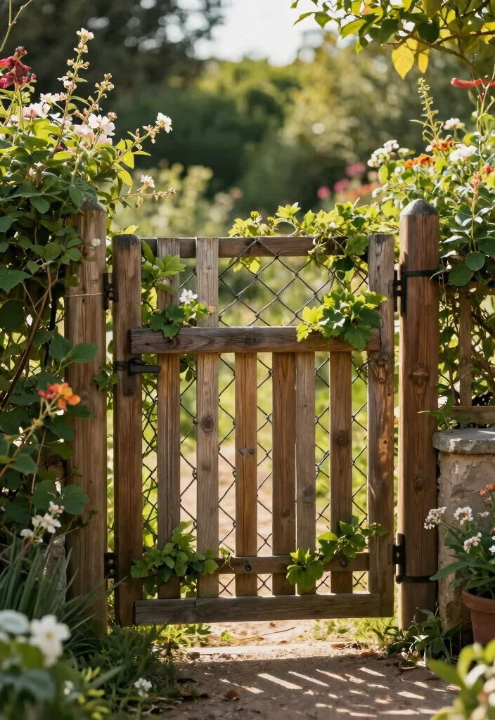 17 Gate Fence Ideas That Make a Grand Entrance - 13. Rustic Chain Link Gate 1
