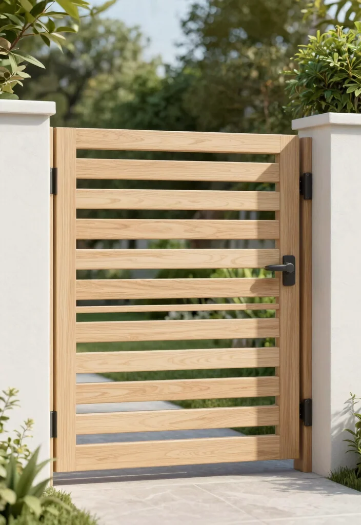 17 Gate Fence Ideas That Make a Grand Entrance - 6. Minimalist Wooden Gate 1
