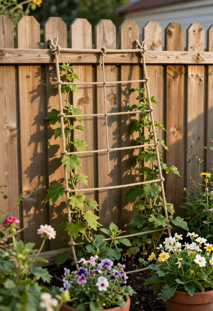 17 Homemade Trellis Ideas That Are Easy & Budget Friendly - 11. Simple Rope Trellis 1
