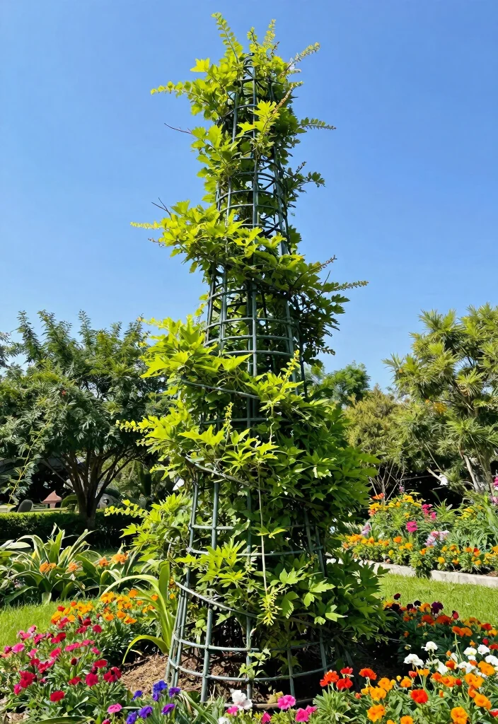 17 Homemade Trellis Ideas That Are Easy & Budget Friendly - 13. Spiral Trellis 1