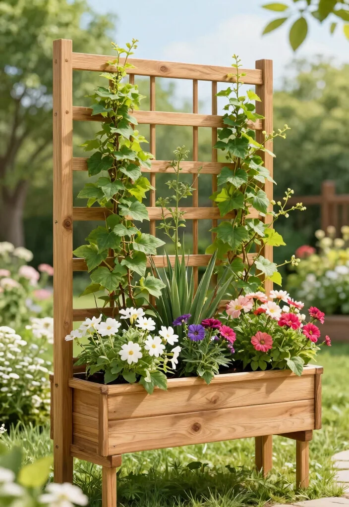 17 Homemade Trellis Ideas That Are Easy & Budget Friendly - 15. Elevated Planter Trellis 1