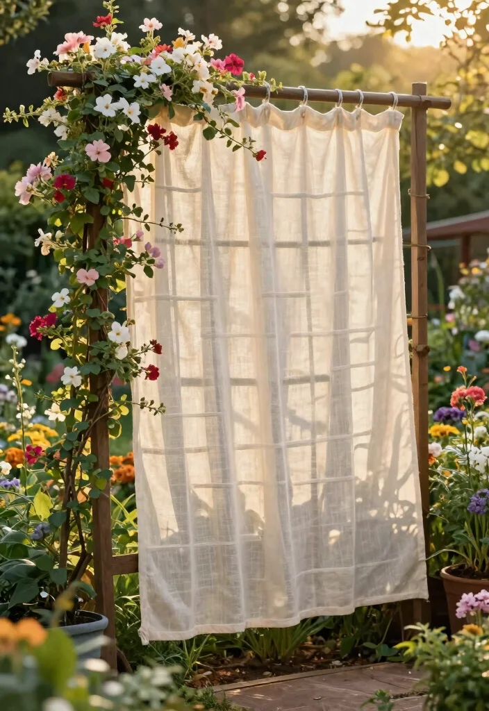 17 Homemade Trellis Ideas That Are Easy & Budget Friendly - 16. Fabric Trellis 1