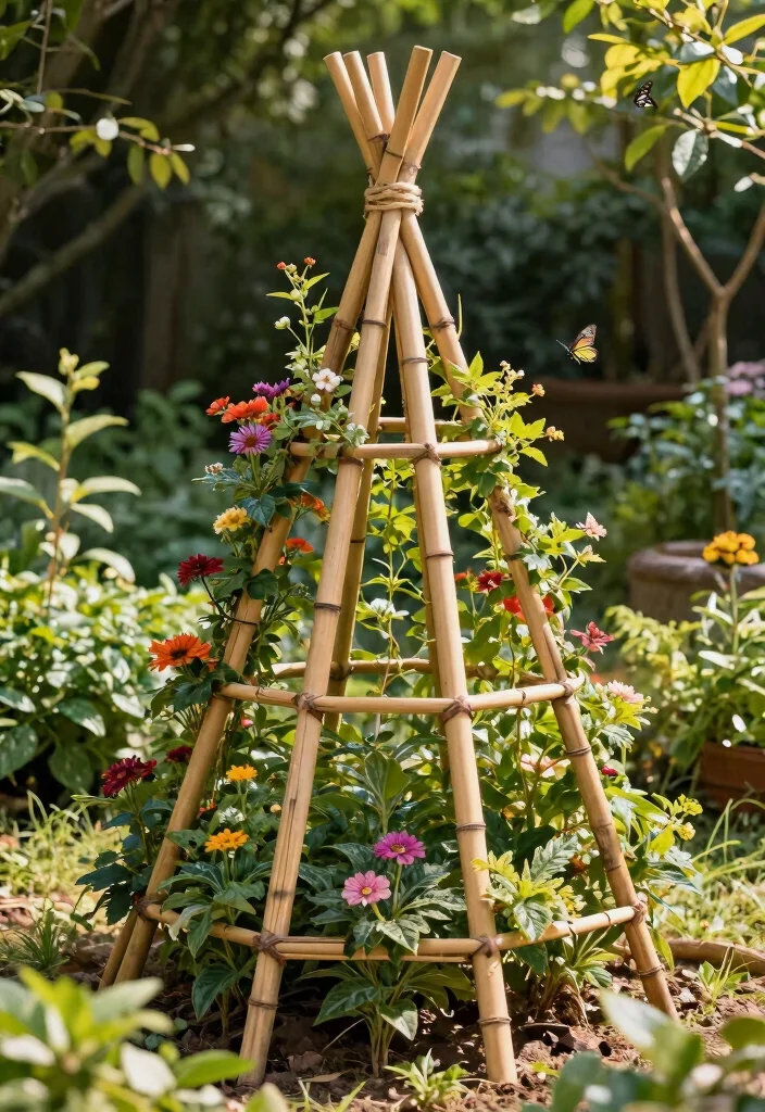 17 Homemade Trellis Ideas That Are Easy & Budget Friendly - 2. Bamboo Trellis 1