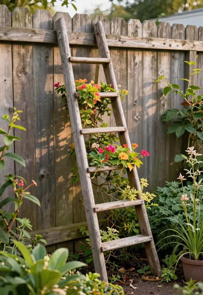 17 Homemade Trellis Ideas That Are Easy & Budget Friendly - 4. Repurposed Ladder Trellis 1