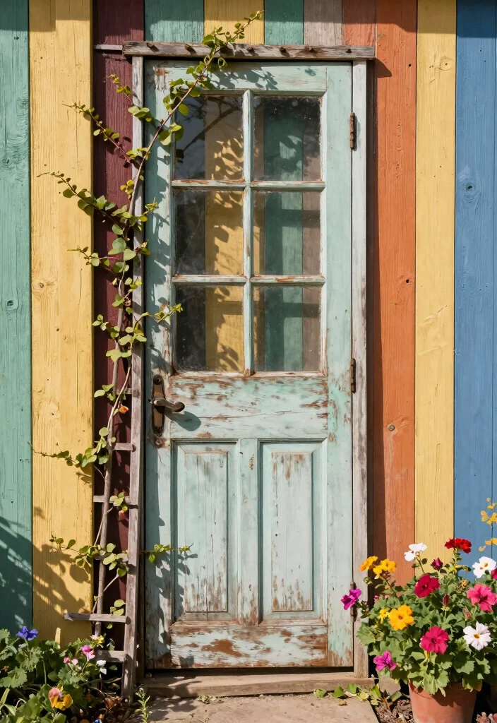 17 Homemade Trellis Ideas That Are Easy & Budget Friendly - 8. Vintage Door Trellis 1