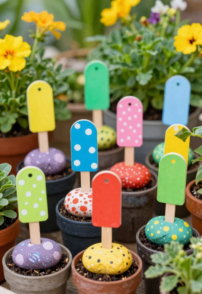 17 Planter Garden Ideas That Add Instant Color - 13. Colorful Plant Labels 1