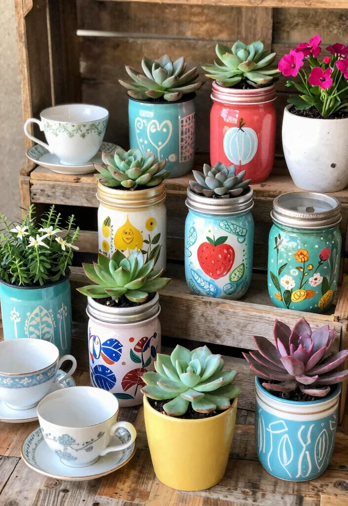 17 Planter Garden Ideas That Add Instant Color - 4. Repurposed Containers 1