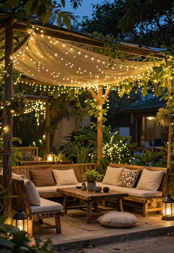 17 Uncovered Patio Ideas That Feel Open & Airy 16 17 Uncovered Patio Ideas That Feel Open & Airy - 6. Canopy of String Lights 1