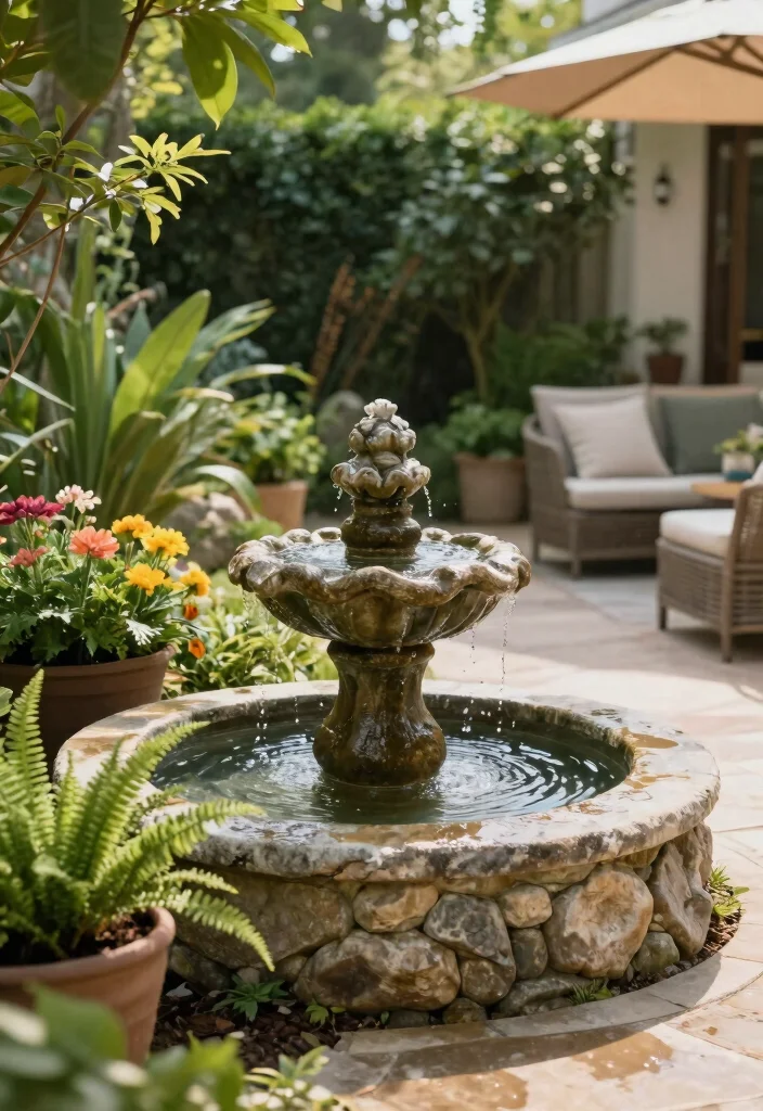 17 Uncovered Patio Ideas That Feel Open & Airy 29 17 Uncovered Patio Ideas That Feel Open & Airy - 9. Water Feature 1