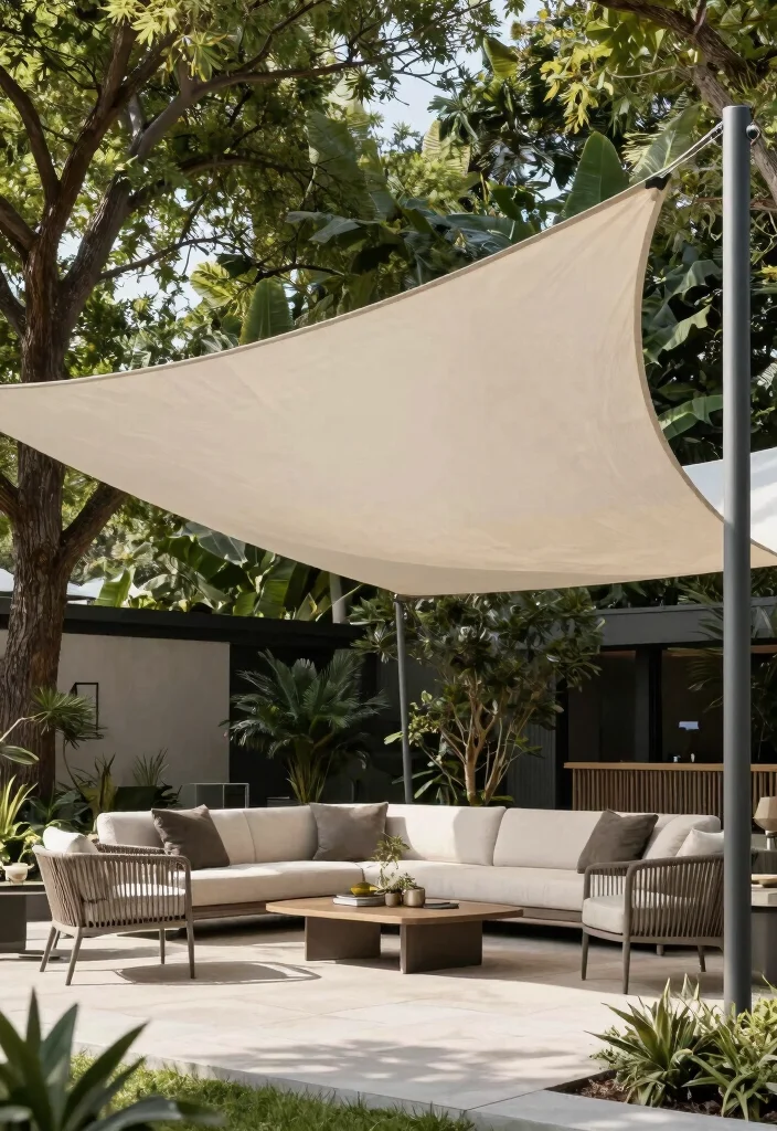 18 Covered Outdoor Patio Ideas for Stylish Shade 57 18 Covered Outdoor Patio Ideas for Stylish Shade - 17. Tensioned Shade Fabric 1