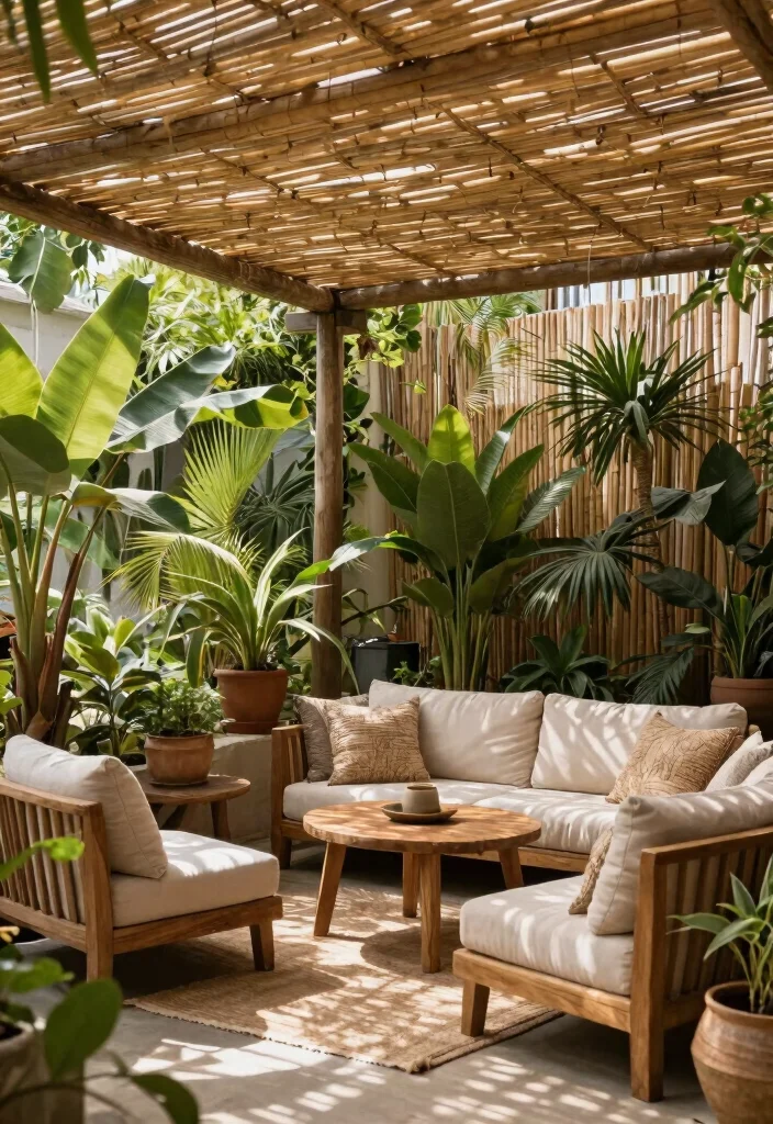 18 Covered Outdoor Patio Ideas for Stylish Shade 3 18 Covered Outdoor Patio Ideas for Stylish Shade - 3. Bamboo Canopy 1