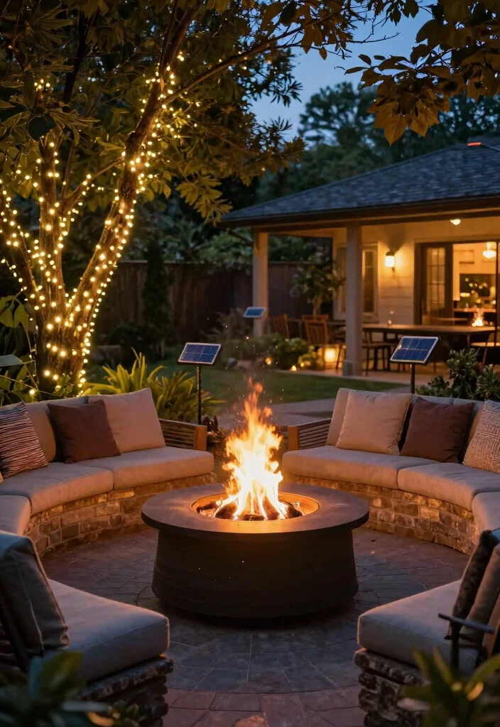 18 Outdoor Fire Pit 2026 Trending Ideas for Cozy Backyard Nights - 10. Eco-Friendly Fire Pit with Solar Lights 1