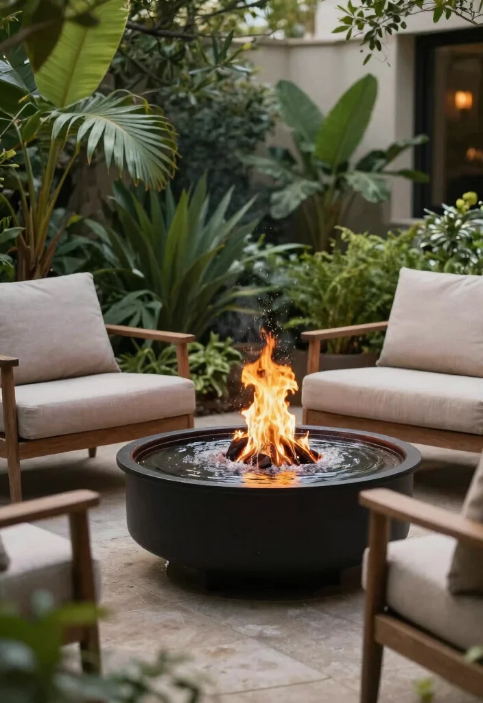 18 Outdoor Fire Pit 2026 Trending Ideas for Cozy Backyard Nights - 12. Fire Pit with Water Feature 1