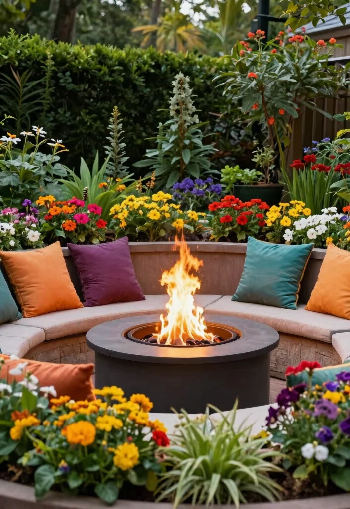 18 Outdoor Fire Pit 2026 Trending Ideas for Cozy Backyard Nights - 18. Fire Pit with Surrounding Planters 1