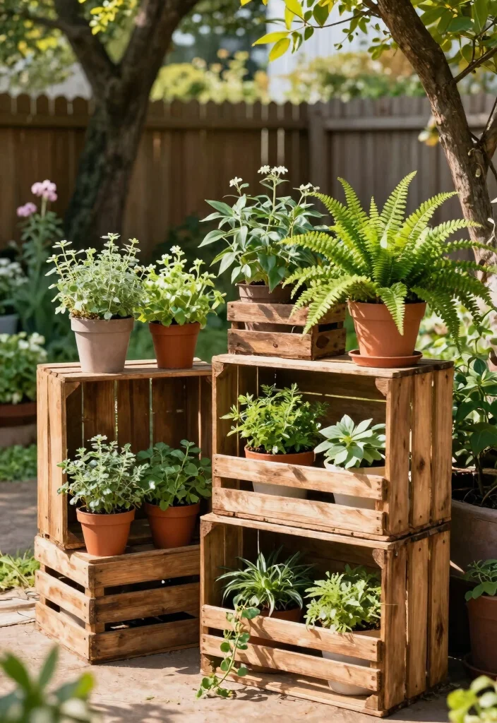 18 Plant Stand Ideas to Elevate Your Indoor & Outdoor Greenery 1 18 Plant Stand Ideas to Elevate Your Indoor & Outdoor Greenery - 1. Upcycled Wooden Crate Stands 1