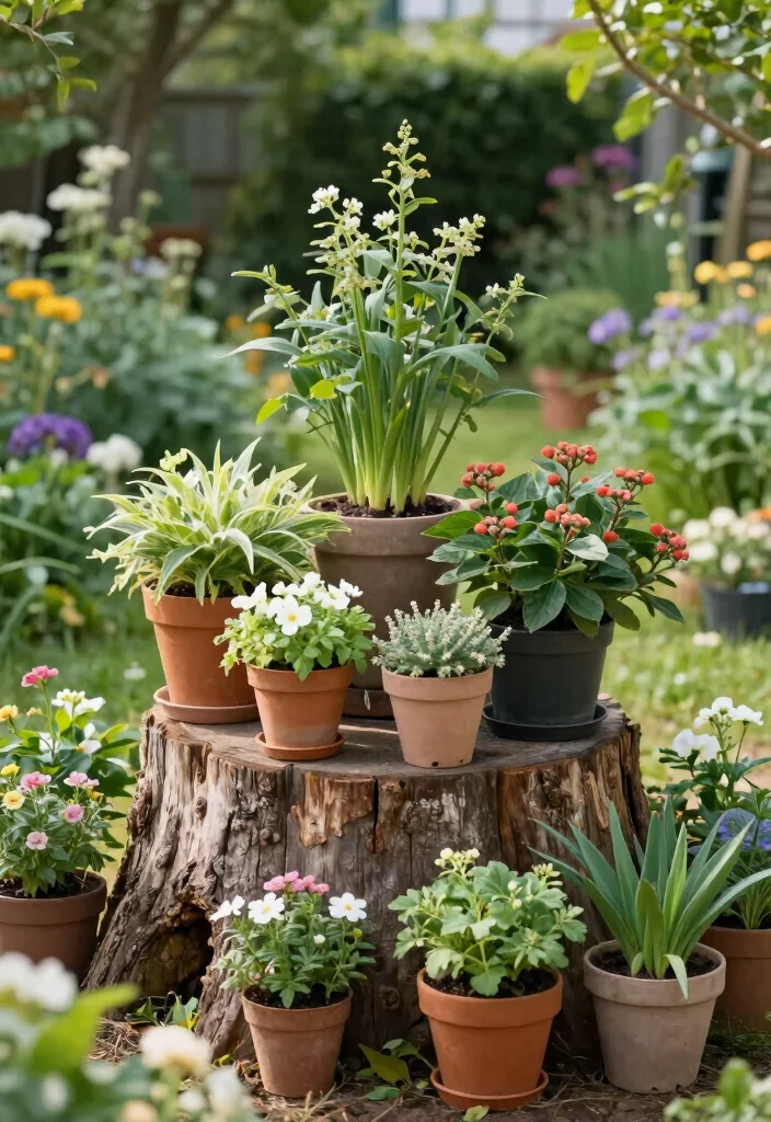 18 Plant Stand Ideas to Elevate Your Indoor & Outdoor Greenery 64 18 Plant Stand Ideas to Elevate Your Indoor & Outdoor Greenery - 14. Tree Stump Plant Stand 1
