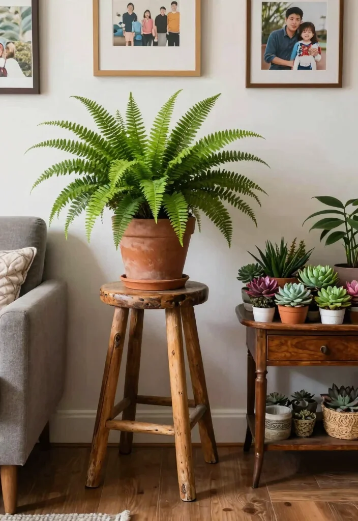18 Plant Stand Ideas to Elevate Your Indoor & Outdoor Greenery 4 18 Plant Stand Ideas to Elevate Your Indoor & Outdoor Greenery - 4. Repurposed Furniture Plant Stands 1