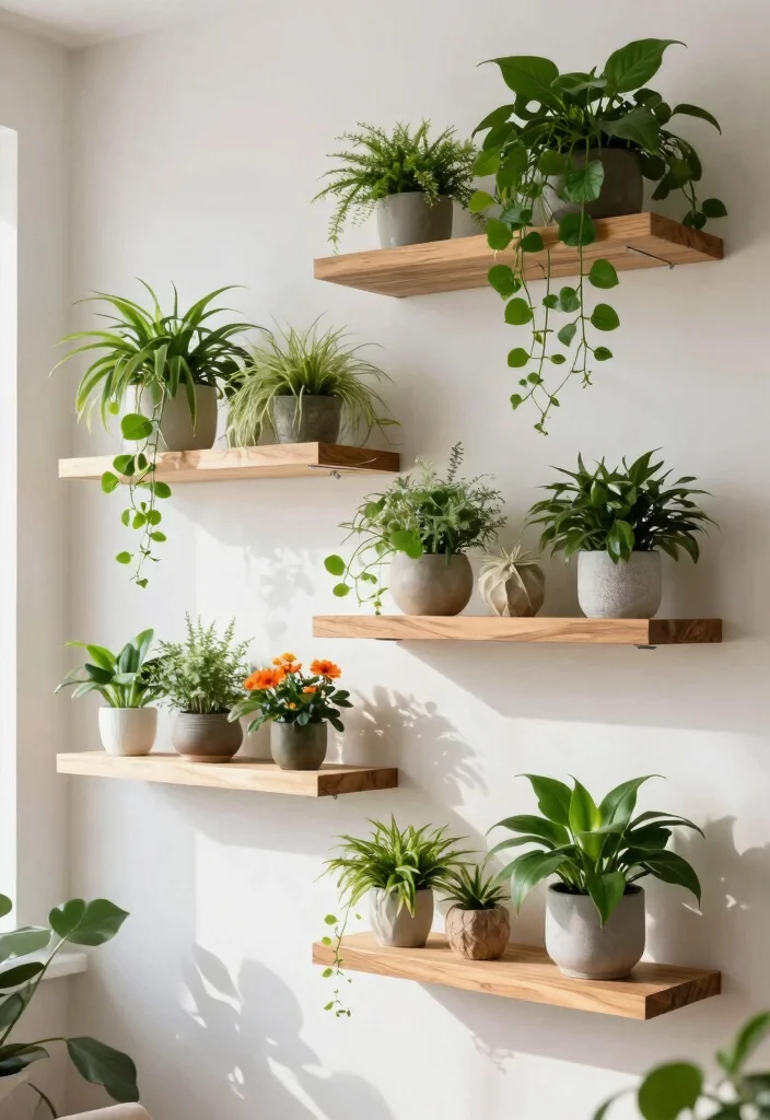 18 Plant Stand Ideas to Elevate Your Indoor & Outdoor Greenery 39 18 Plant Stand Ideas to Elevate Your Indoor & Outdoor Greenery - 9. Hanging Shelves for Plants 1