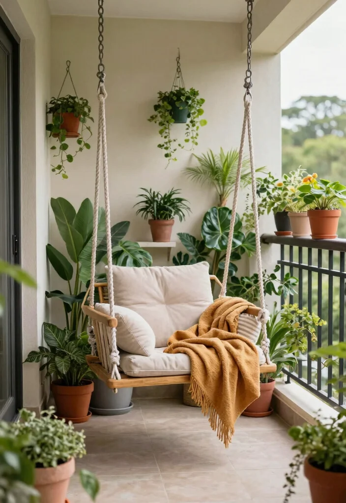 18 Small Balcony Garden Ideas Indian Homes Will Adore 16 18 Small Balcony Garden Ideas Indian Homes Will Adore - 6. Balcony Swing: Cozy Relaxation Spot 1