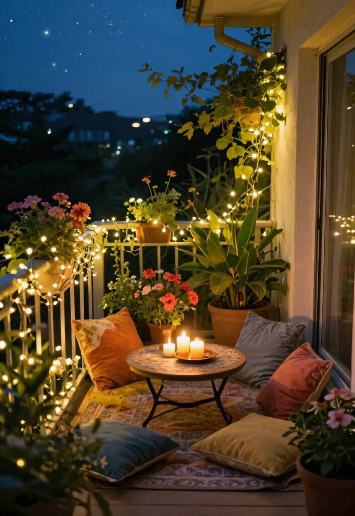 18 Small Balcony Garden Ideas Indian Homes Will Adore 17 18 Small Balcony Garden Ideas Indian Homes Will Adore - 7. Fairy Lights: Magical Evening Vibes 1