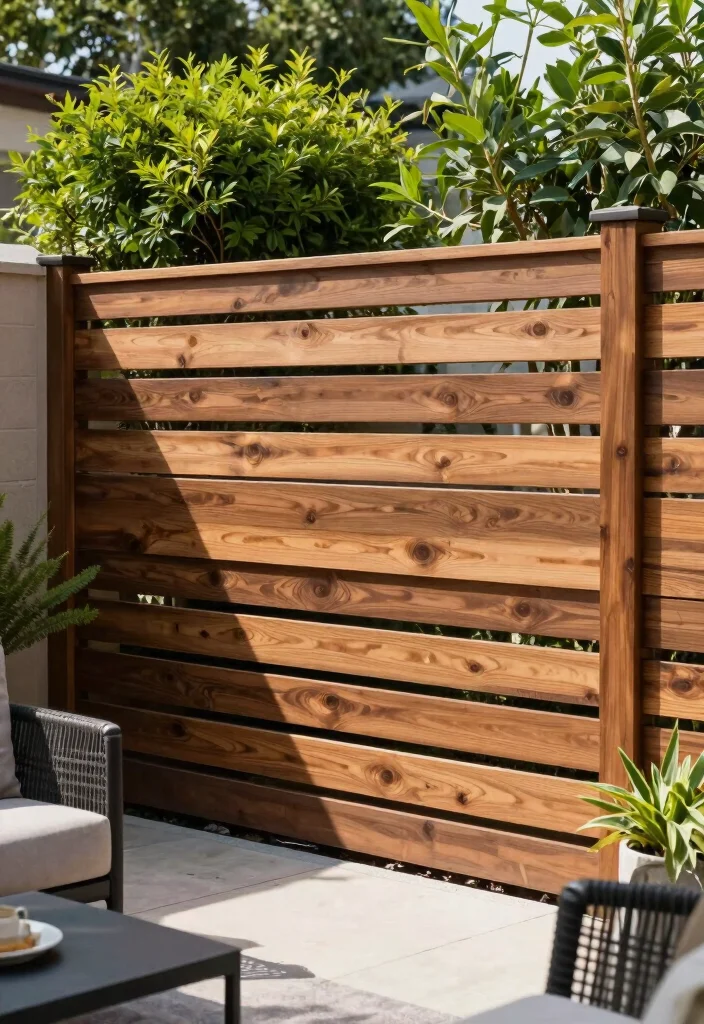 18 Wooden Fence Ideas That Never Go Out of Style 12 18 Wooden Fence Ideas That Never Go Out of Style - 2. Horizontal Slat Fencing 1