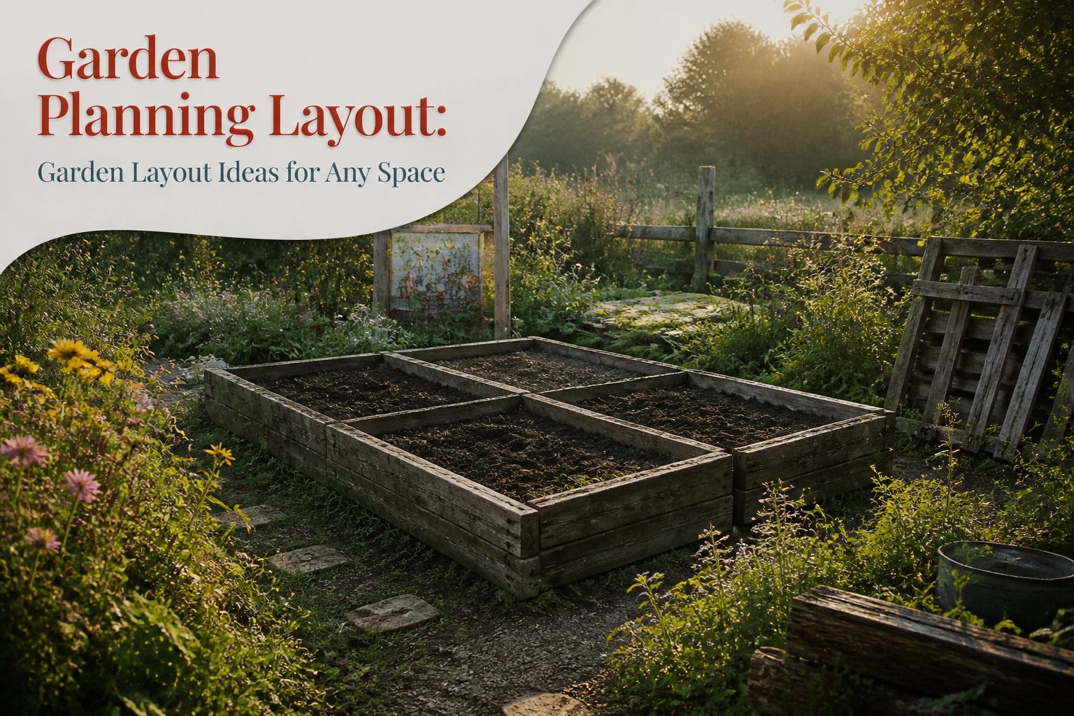 A colorful vegetable garden with various plants arranged in an organized layout.